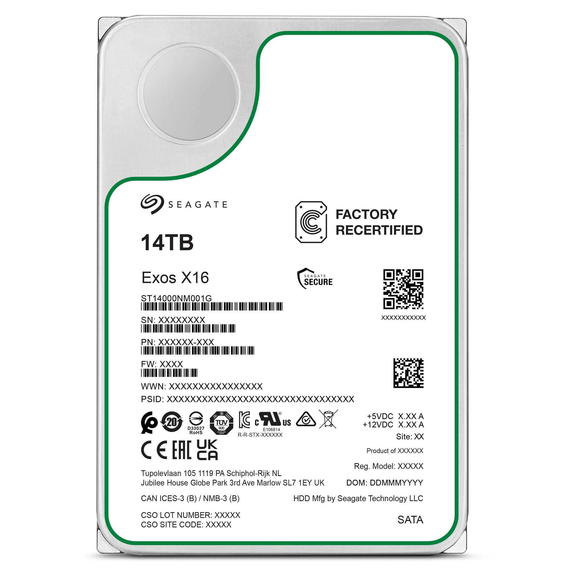 Seagate Exos X16 14TB Server HDD 7200RPM 256MB SATA 6Gb/s